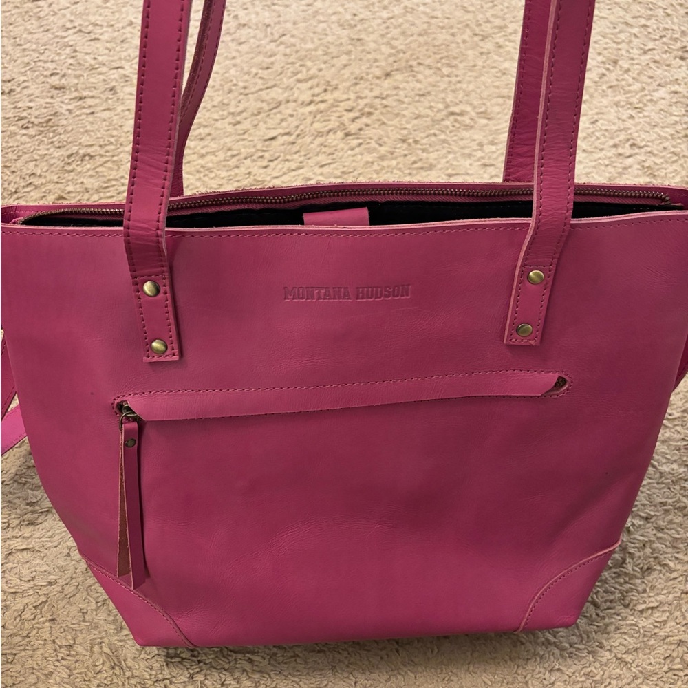 Pink leather tote bag